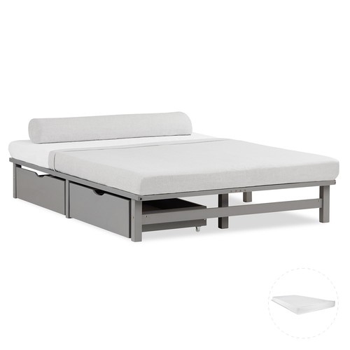 Cadre lit 140x200 double gris - cadre,