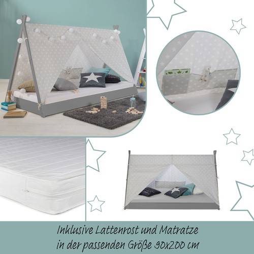 Lit enfant tipi matelas 90x200 - lit,