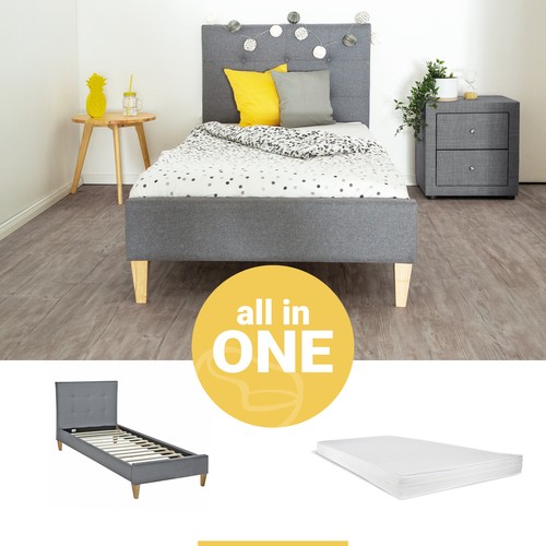 Lit simple 90x200 matelas